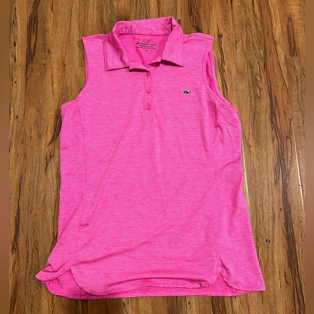Vineyard Vines Sleeveless Golf Polo Tank in Bright Pink